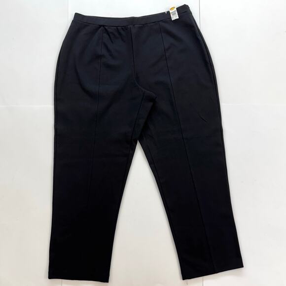 Talbots Stretch Wide Tapered Leg Pants Cotton Blend in Black | 2X NWT Vintage - Picture 3 of 11